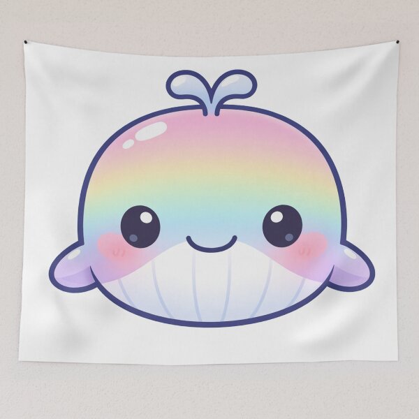 Item preview, Cute Rainbow Pastel Whale with Kawaii designed and sold by Owcomm.