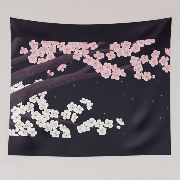 Item preview, Cherry Blossom Night Sky Pink White Flowers designed and sold by PixorStudio.