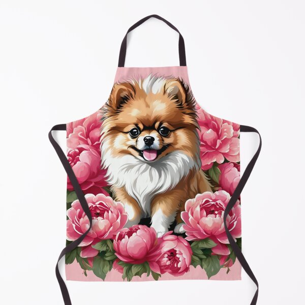 Item preview, Fluffy Pomeranian Sitting Among Vibrant Pink Peonies designed and sold by CASASIS_MERCH.