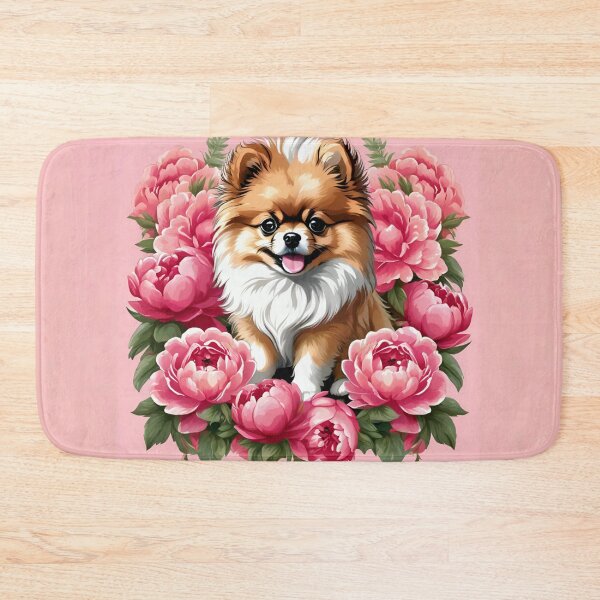 Item preview, Fluffy Pomeranian Sitting Among Vibrant Pink Peonies designed and sold by CASASIS_MERCH.