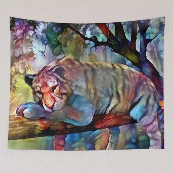 Item preview, Jungle Tiger | Colorful Sleeping Tiger Oil Paint Style Abstract designed and sold by Lainey1978.