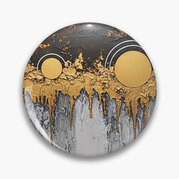 Item preview, Black Gold Abstract Moon Texture Drip Painting designed and sold by PixorStudio.