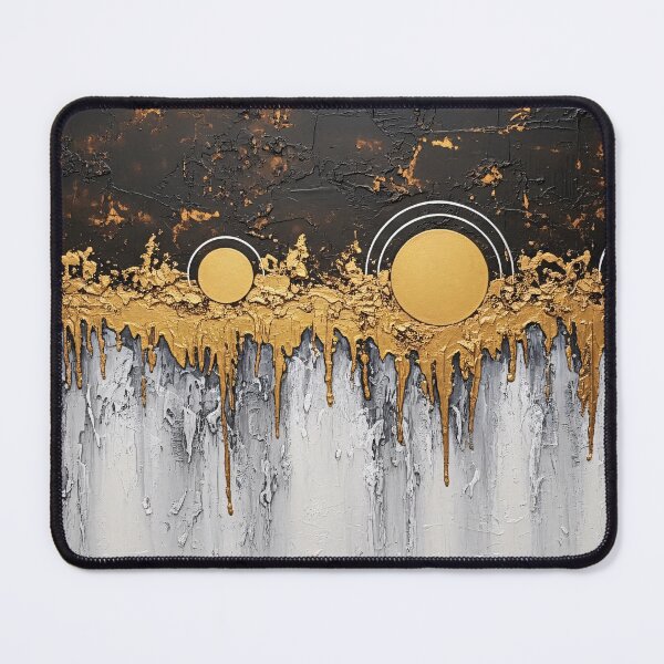 Item preview, Black Gold Abstract Moon Texture Drip Painting designed and sold by PixorStudio.