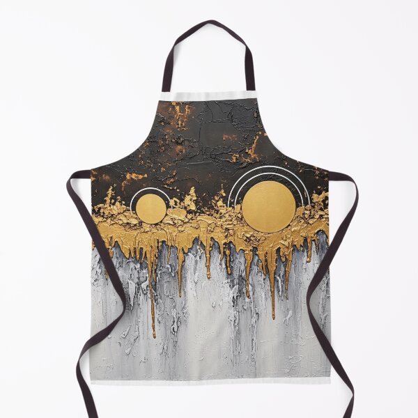 Item preview, Black Gold Abstract Moon Texture Drip Painting designed and sold by PixorStudio.