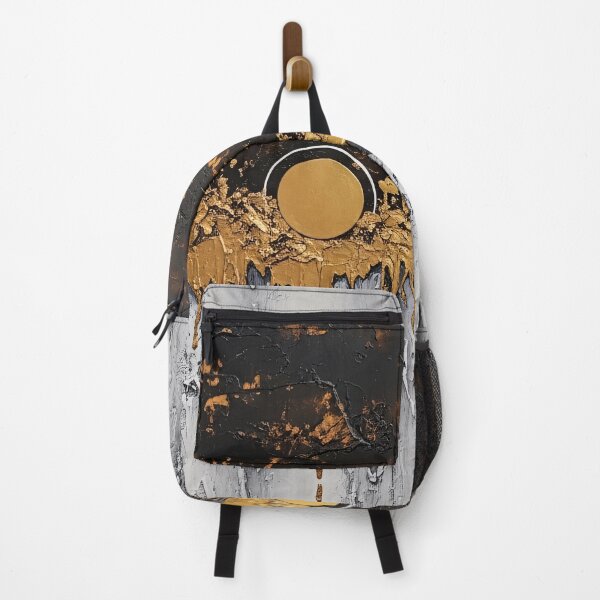 Item preview, Black Gold Abstract Moon Texture Drip Painting designed and sold by PixorStudio.