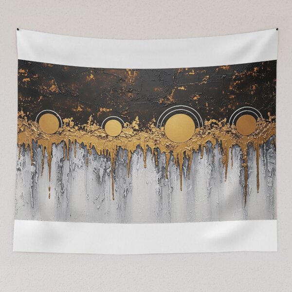Item preview, Black Gold Abstract Moon Texture Drip Painting designed and sold by PixorStudio.