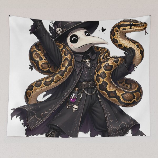 Item preview, Spooky Cute Plague Doctor With Python Snake Gothic designed and sold by designsbyhw.