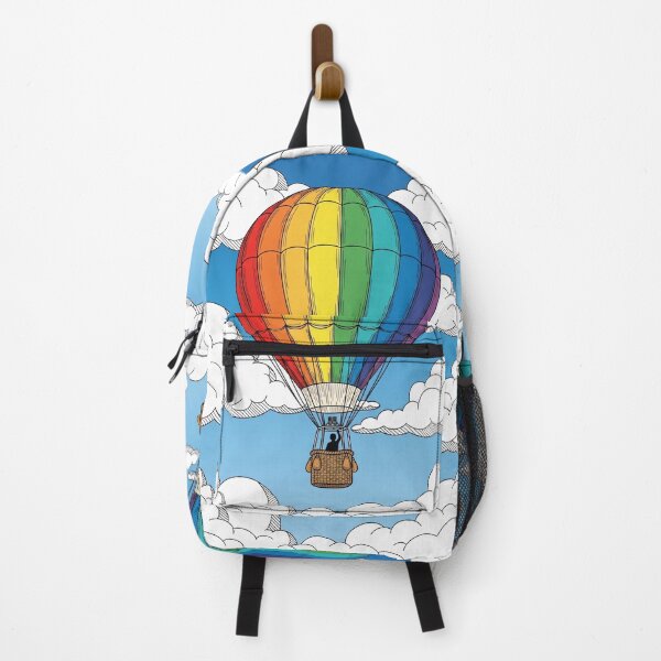 Item preview, Rainbow Hot Air Balloon Blue Sky Clouds designed and sold by PixorStudio.