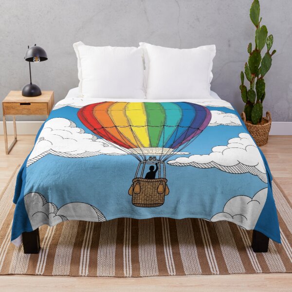 Item preview, Rainbow Hot Air Balloon Blue Sky Clouds designed and sold by PixorStudio.