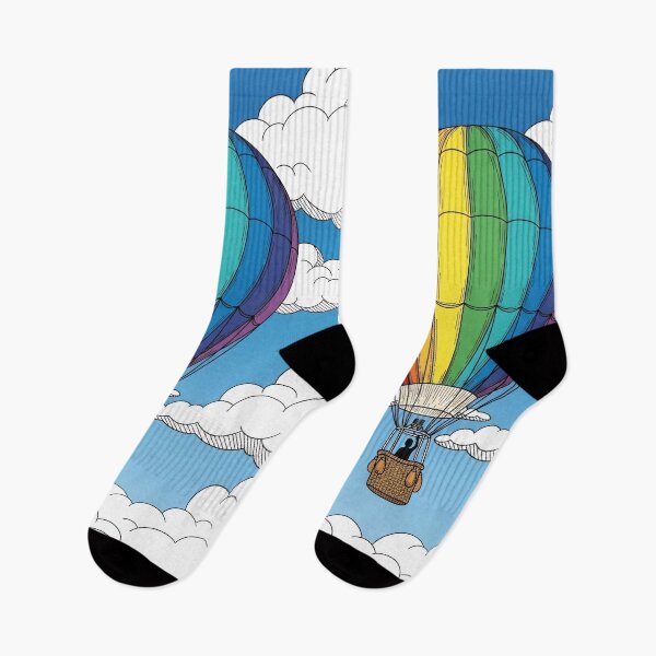 Item preview, Rainbow Hot Air Balloon Blue Sky Clouds designed and sold by PixorStudio.