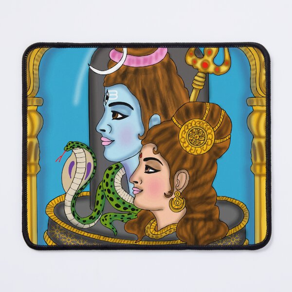 Item preview, Shiva Parvati Divine Drawing – Sacred Hindu Couple Art Illustration designed and sold by Harshit_Digital_Arts.