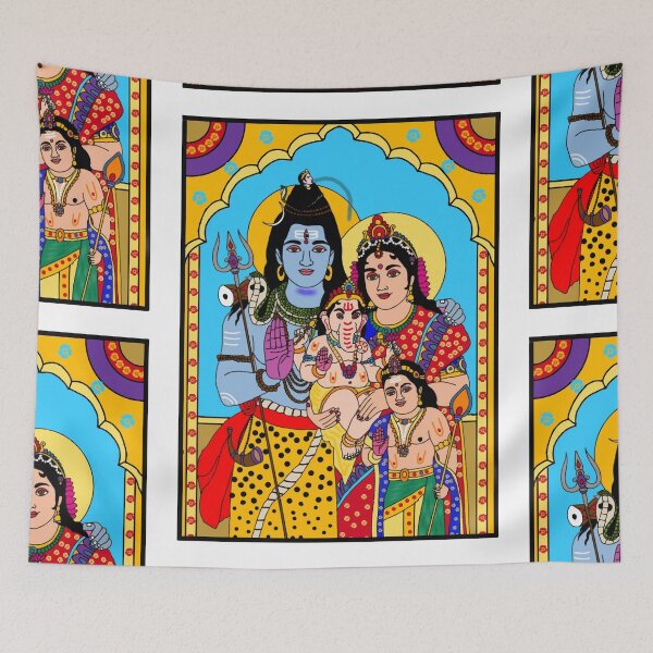 Item preview, Mahadev Parvati Spiritual Art – Hindu Divine Love Illustration designed and sold by Harshit_Digital_Arts.
