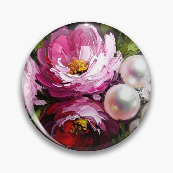 Item preview, Pink Floral Bouquet Pearls Black Background Painting designed and sold by PixorStudio.