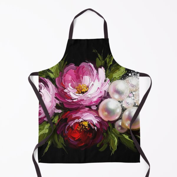 Item preview, Pink Floral Bouquet Pearls Black Background Painting designed and sold by PixorStudio.
