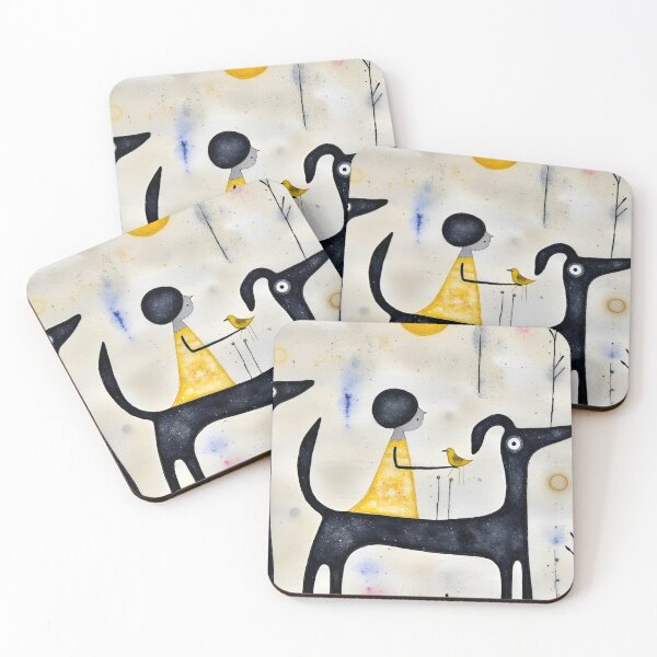 Item preview, Whimsical Girl and Black Hound Watercolor designed and sold by CAutumnTrapp.
