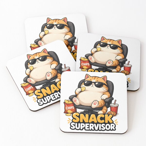 Item preview, Funny Chubby Cat Snack Supervisor Sticker designed and sold by StickoStore.