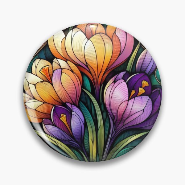 Item preview, Stained Glass Spring Crocus Floral designed and sold by CAutumnTrapp.