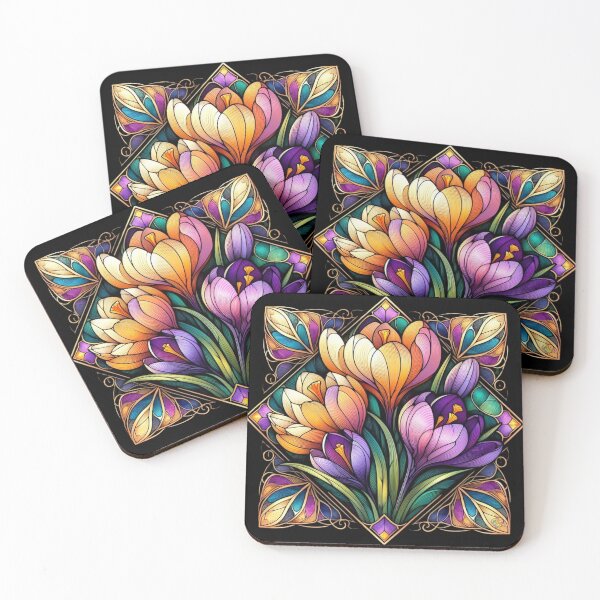 Item preview, Stained Glass Spring Crocus Floral designed and sold by CAutumnTrapp.