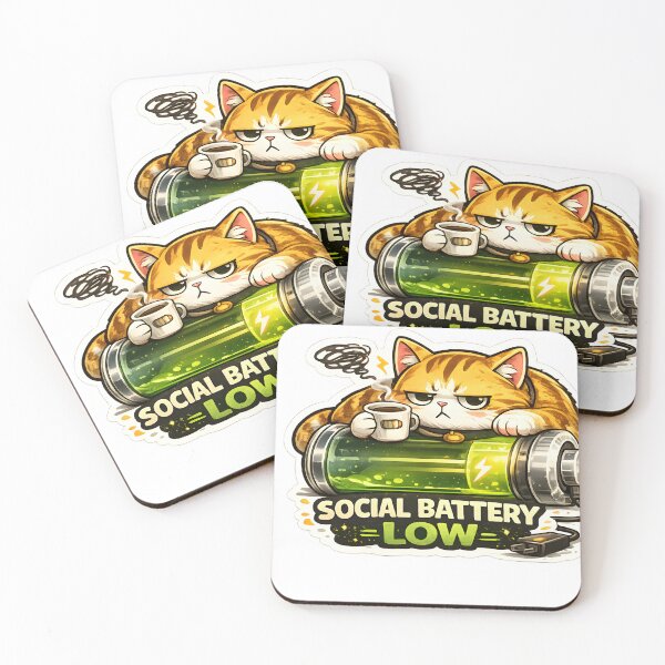 Item preview, Cute Introvert Cat Social Battery Low Sticker designed and sold by StickoStore.