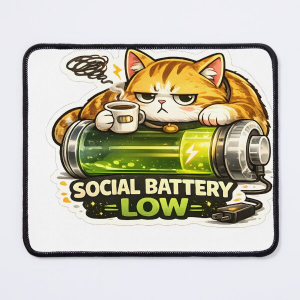 Item preview, Cute Introvert Cat Social Battery Low Sticker designed and sold by StickoStore.