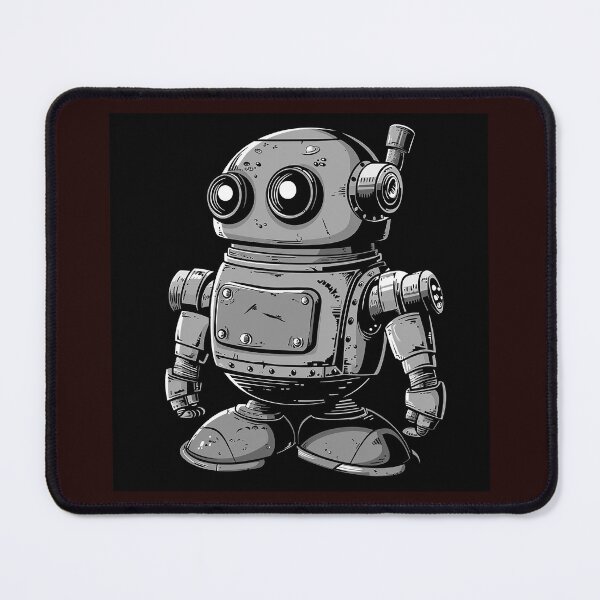 Item preview, Cute Vintage Robot Black and White Retro Sci Fi Illustration designed and sold by inkoutninja.