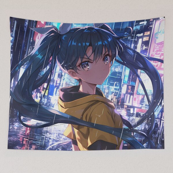 Item preview, Karen Araragi Bakemonogatari Neon City Rainy Night designed and sold by TanglenRabbit.