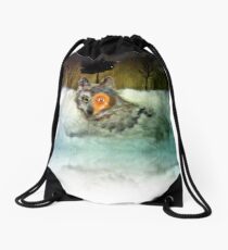 Brave Wolf Drawstring Bag