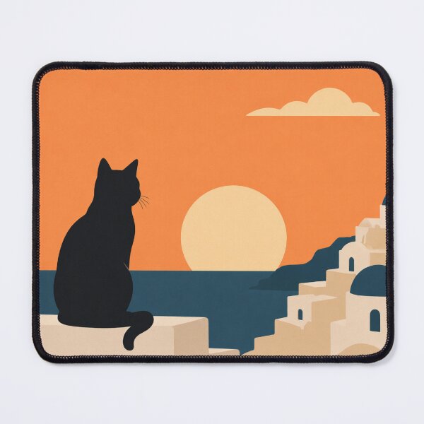 Item preview, Cat Watching Sunset Santorini Minimal designed and sold by Creative_Canvas.