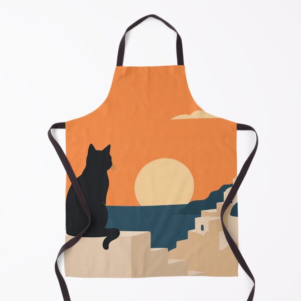 Item preview, Cat Watching Sunset Santorini Minimal designed and sold by Creative_Canvas.