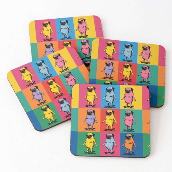 Item preview, Cheeky Naked Pugs on Skateboards Colorful Pop Art designed and sold by RamyGallery.