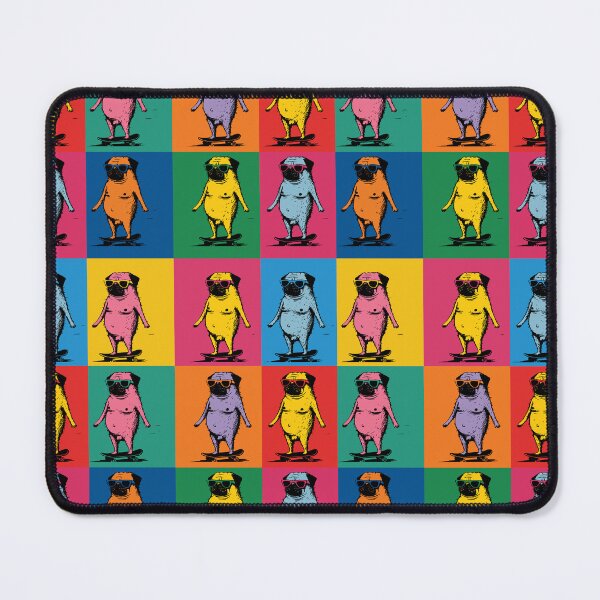 Item preview, Cheeky Naked Pugs on Skateboards Colorful Pop Art designed and sold by RamyGallery.
