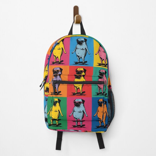 Item preview, Cheeky Naked Pugs on Skateboards Colorful Pop Art designed and sold by RamyGallery.