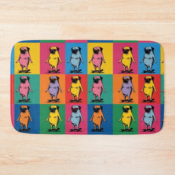 Item preview, Cheeky Naked Pugs on Skateboards Colorful Pop Art designed and sold by RamyGallery.