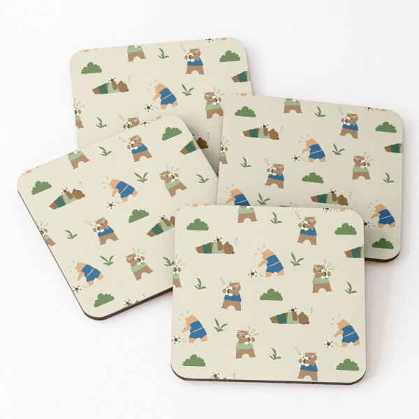 Item preview, Neutral Soccer Bear Crayon Texture Pattern Cream Nursery Sports Art designed and sold by studiomamabara.