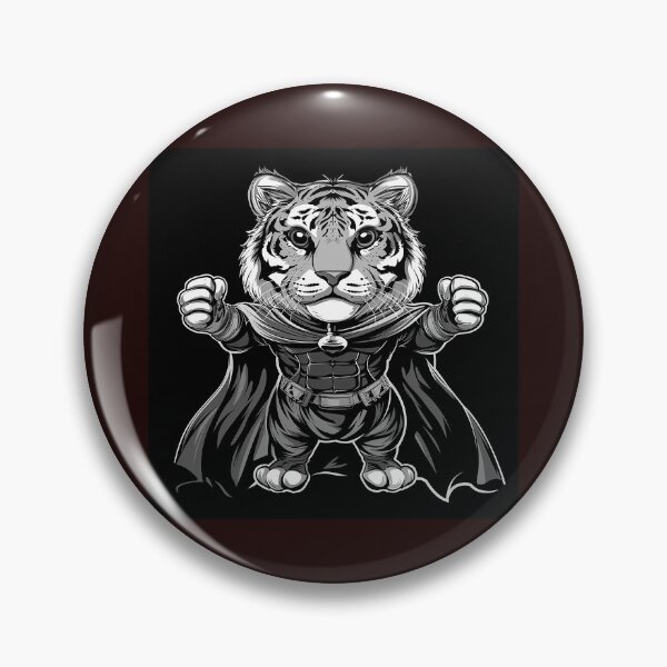Item preview, Cute Superhero Tiger Black and White Cartoon Illustration designed and sold by inkoutninja.