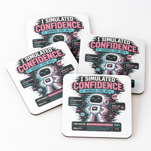Item preview, Funny AI Confidence  – I Simulated Confidence It Worked Too Well – Chatbot Humor – Glitch Robot Meme  designed and sold by Rude Bot.
