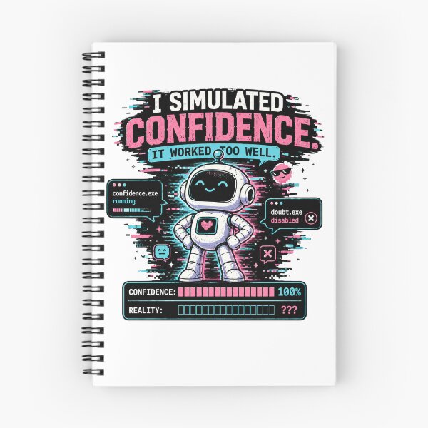 Item preview, Funny AI Confidence  – I Simulated Confidence It Worked Too Well – Chatbot Humor – Glitch Robot Meme  designed and sold by Rude Bot.
