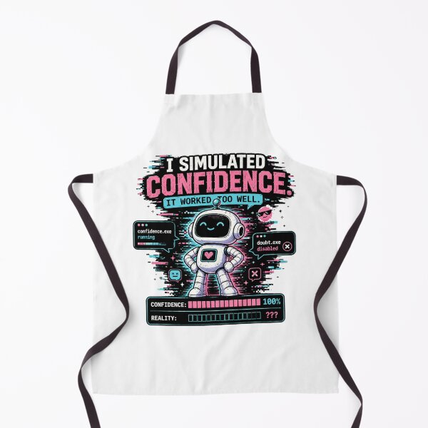 Item preview, Funny AI Confidence – I Simulated Confidence It Worked Too Well – Chatbot Humor – Glitch Robot Meme designed and sold by Rude Bot.
