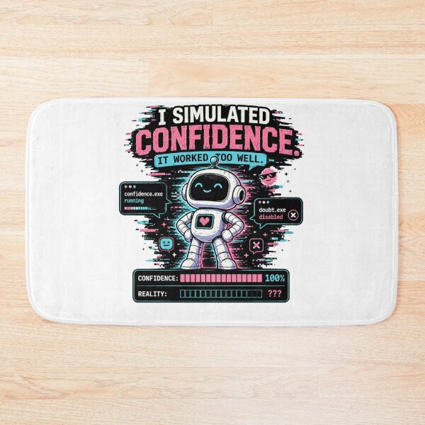 Item preview, Funny AI Confidence  – I Simulated Confidence It Worked Too Well – Chatbot Humor – Glitch Robot Meme  designed and sold by Rude Bot.