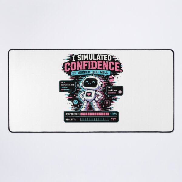 Item preview, Funny AI Confidence  – I Simulated Confidence It Worked Too Well – Chatbot Humor – Glitch Robot Meme  designed and sold by Rude Bot.