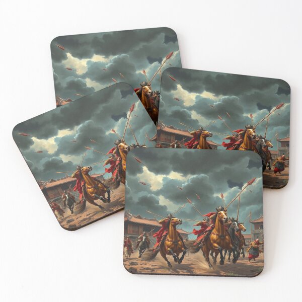 Item preview, Epic Mongol Warriors Charging Into Battle - Dramatic Historical Art designed and sold by EllDAV777.