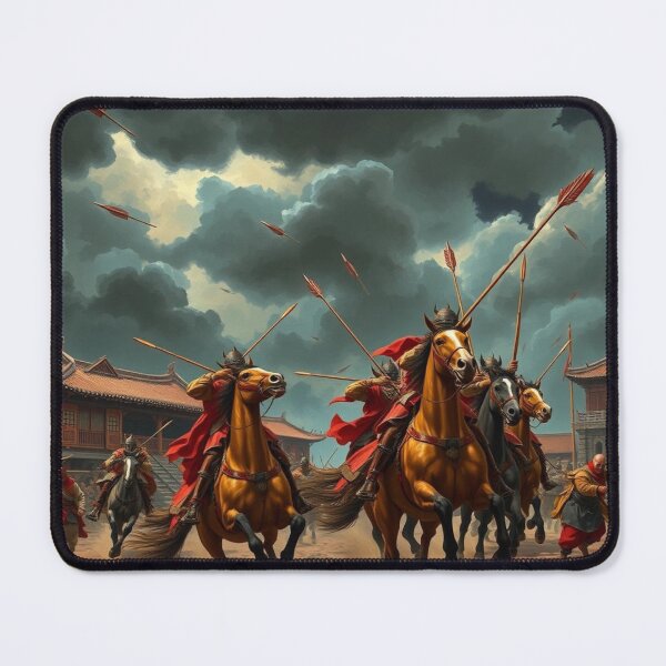 Item preview, Epic Mongol Warriors Charging Into Battle - Dramatic Historical Art designed and sold by EllDAV777.