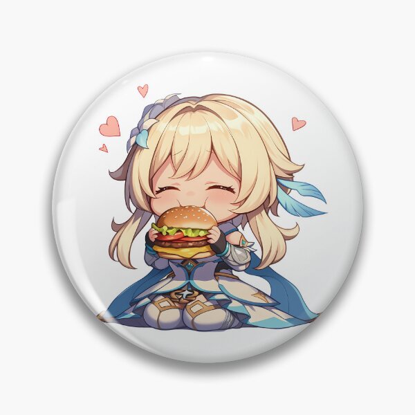 Item preview, Traveler Lumine Genshin Impact Chibi Burger Joy designed and sold by earlobejerk.