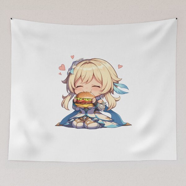 Item preview, Traveler Lumine Genshin Impact Chibi Burger Joy designed and sold by earlobejerk.