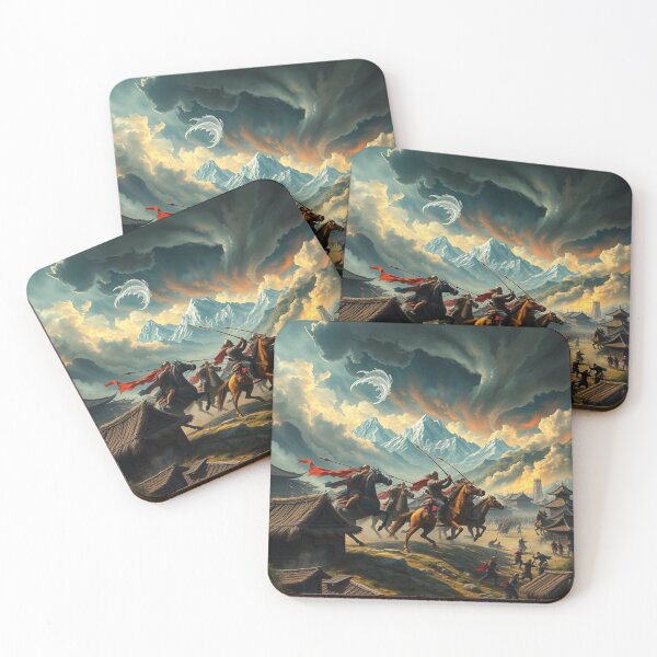 Item preview, Epic Mongol Warriors Charging Into Battle - Dramatic Fantasy Art designed and sold by EllDAV777.