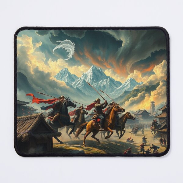 Item preview, Epic Mongol Warriors Charging Into Battle - Dramatic Fantasy Art designed and sold by EllDAV777.