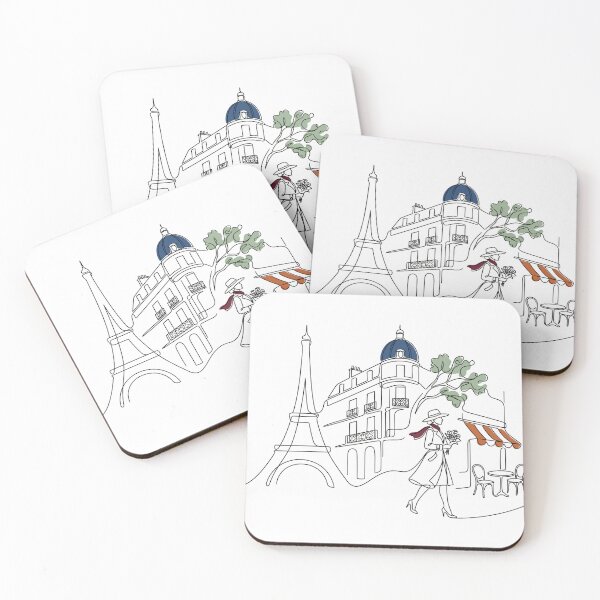 Item preview, Continuous Line Paris Street Eiffel Tower Cafe Scene designed and sold by PixorStudio.