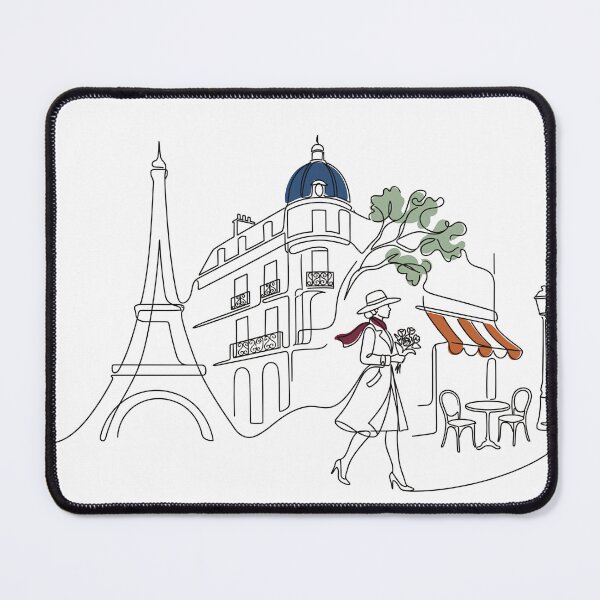 Item preview, Continuous Line Paris Street Eiffel Tower Cafe Scene designed and sold by PixorStudio.