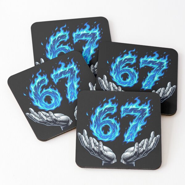 Item preview, Blue Flaming Number 67 Held by Hands Graphic Design designed and sold by hangoxinhxan.