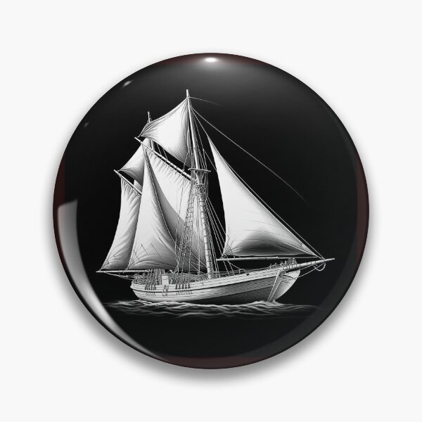 Item preview, Vintage Sailing Ship Black and White Nautical Illustration designed and sold by inkoutninja.